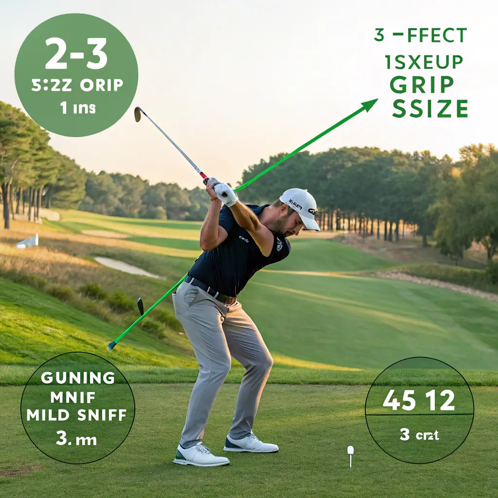 An infographic showing the impact of grip size on a golfer's swing mechanics.