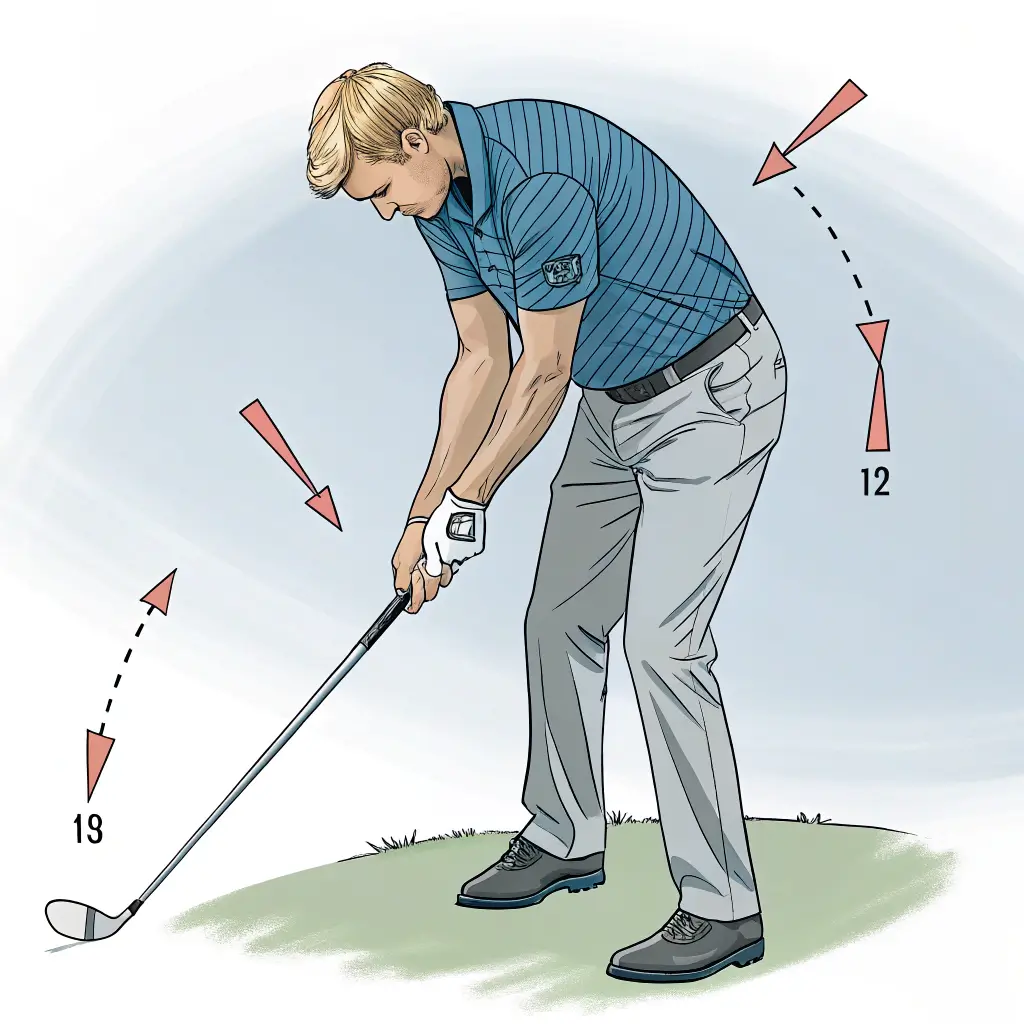 An illustration of the anatomy of a proper golf grip, highlighting finger placement and hand positioning.